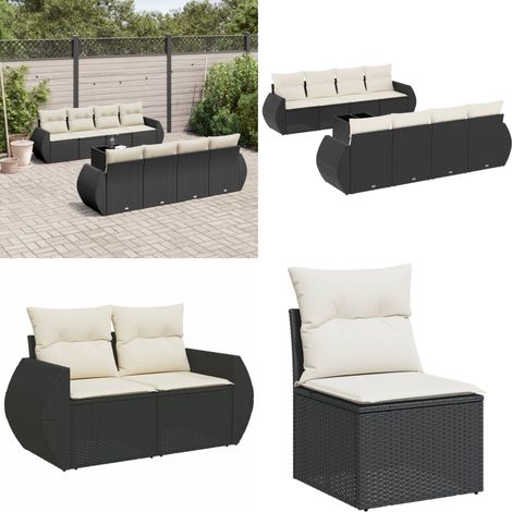 Salon de jardin 9 pcs avec coussins noir résine tressée - Ensemble Salon De Jardin - Salon De Jardin Design - Meuble De Jardin - Mobilier De Jardin - Résine Tressée - Home & Living (1/5)