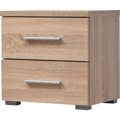 Nachttisch "Europa" mit 2 Schubladen mit Metallschienen h 43 cm -Sonoma Eiche