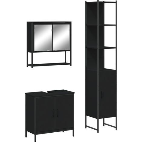 Maison Exclusive - Set Mobili da Bagno 3 pz Nero in Legno Multistrato
