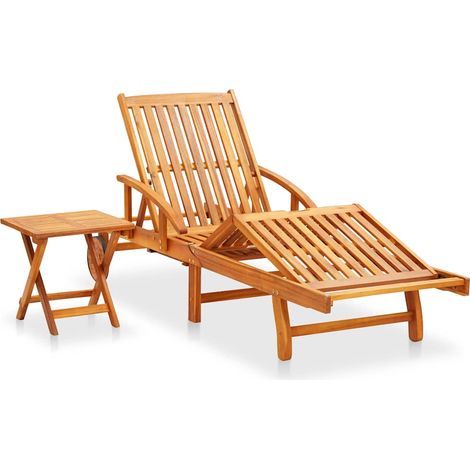 Maison Exclusive - Sonnenliege mit Tisch und Auflage Akazie Massi (1/5)