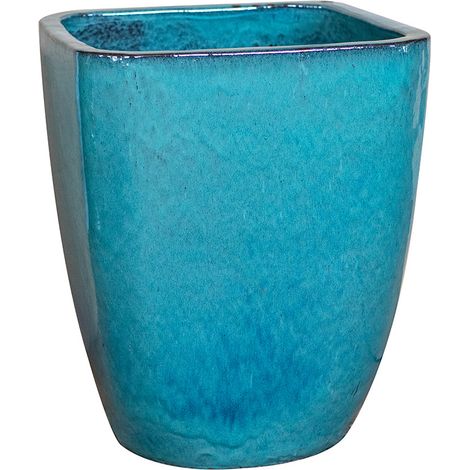 Provencelia Vauban 18x21cm, pot grande taille d'extérieur fait main en terre cuite émaillée, résistant au gel, vert forêt (1/2)