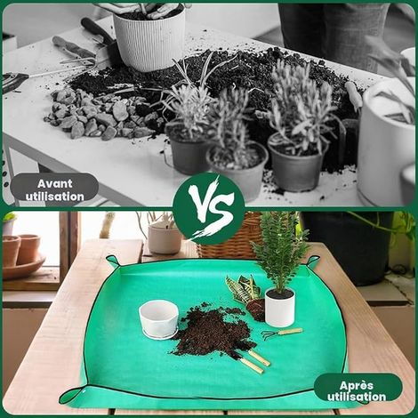 Tapis de Rempotage, Tapis de Jardinage Pliable 100x100cm, Imperméable Tapis de Plante, Grand Tapis de repotting pour Plante, Outils Jardinage Succulentes Accessoires pour Plantes, Vert