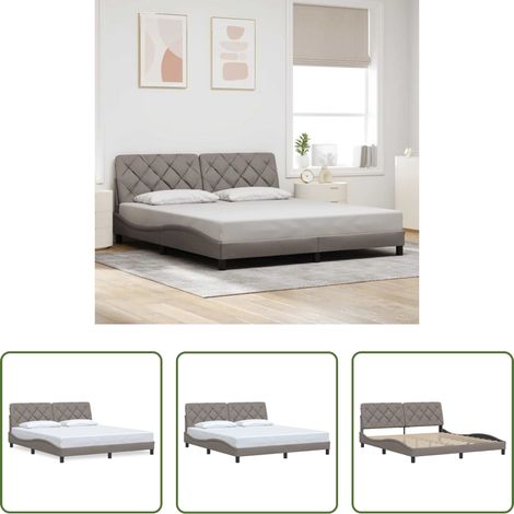 vidaXL Kopfteil - Bettgestell ohne Matratze Taupe 180x200 cm Stoff (1/5)