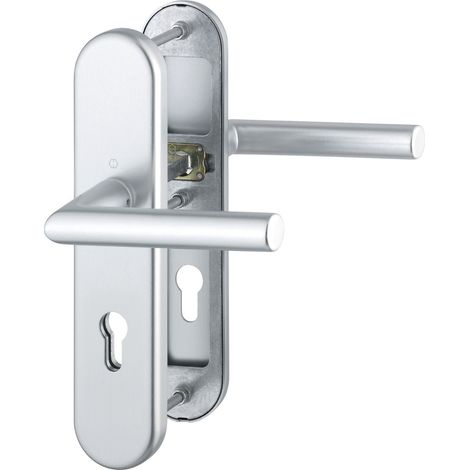 HOPPE Drückergarnitur AMSTERDAM - DIN 92mm, silber, PZ für TS 67-72mm, o. KZS