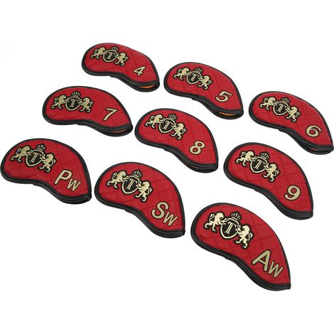 Ensemble de 9 couvre-clubs de golf en PU (rouge) (1/5)