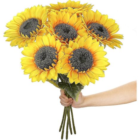 Fleurs artificielles tournesol, 6 pièces - bouquet réaliste de 45 cm (1/5)