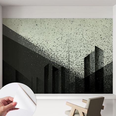 Tapete adhésive moderne pour salon et chambre à coucher Décoration rapide avec colle Géométrie urbaine 152x104 cm (1/5)