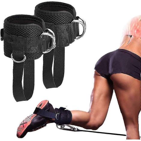 2 Stück verstellbare Knöchelmanschetten für Kabelzugmaschinen im Fitnessstudio, Knöchelmanschette mit Doppel-D-Ring (1/5)