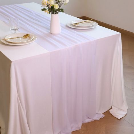 Camino de mesa de gasa translúcida,75x300cm Camino de mesa de tul romántico,Decoración de mesa de estilo bohemio,Adecuado para bodas (1/5)