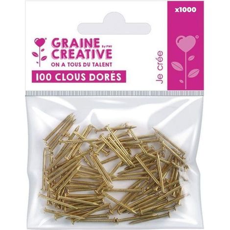 1000 mini clous dorés 20 mm