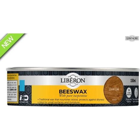 Liberon Dark Beeswax Paste 150ml - Rich Finish for Furniture and Woodwork, Covers 10-12m² (1/2)