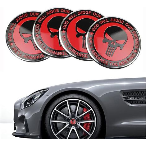 Set of 4 60 mm Universal Car Wheel Hub Covers Red Hub Caps for Car Hub Caps Compatible with Most Car Hubcaps, Diameter 60 mm (1/5)