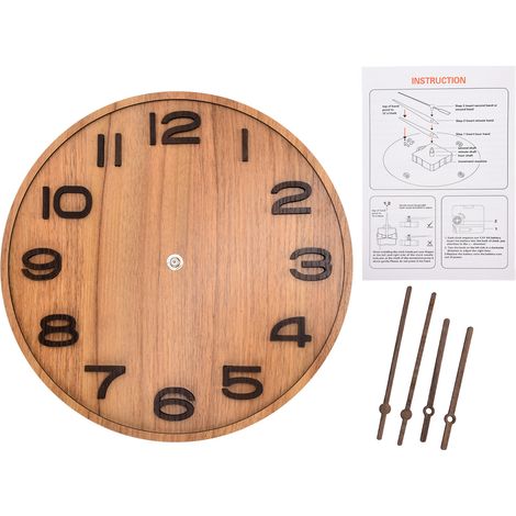 Horloge murale en bois style européen, design simple, horloge numérique pour décoration salon (1/5)