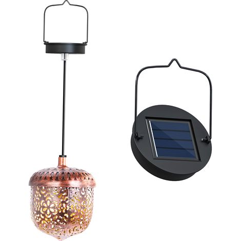 Hängende Solarlaterne im Retro-Stil mit Griff für den Außenbereich, aus wasserfestem Metall, für Garten, Terrasse, Einfahrt oder Patio. 1 Stück, bronzefarben. (1/5)