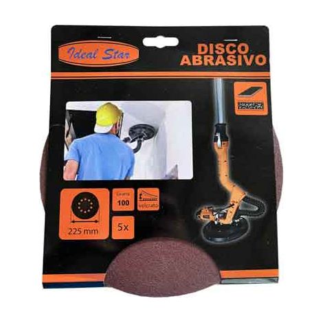 DISCO ABRASIVO VELCRATO PER LEVIGATRICE IDEAL STAR Ø 225 Grana 240 - Conf. 5 pezzi - IDEAL STAR