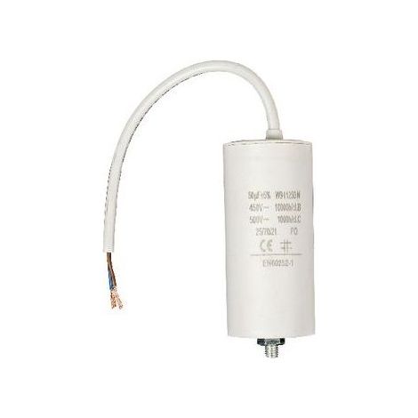 Condensador 50 uF 450 V Faston + Cable 1 uds. 50.0 uF Blanco (1/4)