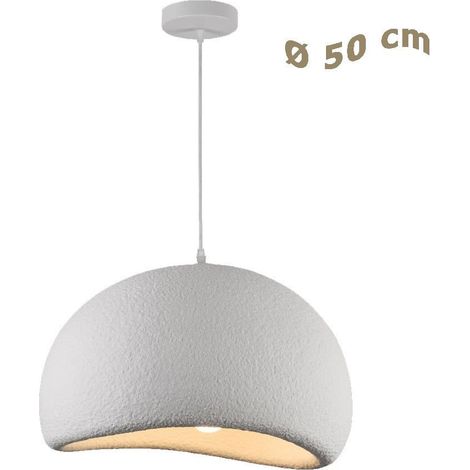 TRADE SHOP - Lampadario A Sospensione Soffitto Effetto Pietra Bianco ø40/50/60cm Attacco E27 Ip20 B16-b -    -50 cm   - (1/5)