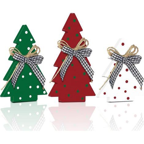 Décoration de table sapin de Noël en 3 pièces. panneau décoratif à carreaux Buffalo pour la maison. décoration d'étagère en bois (1/5)