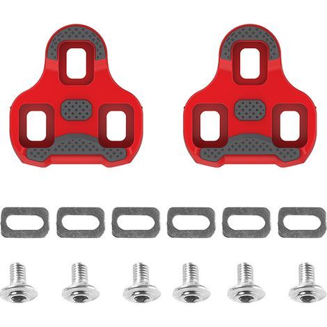 Cales de Vélo pour Look Keo Pédales Vélo Rouge 9° Chaussures Route, Cales de Pédales Compatibles 3 Trous, Antidérapante avec Mémoire Position, Kit Vis avec Rondelles et Clé Allen, Semelle en TPU (1/5)