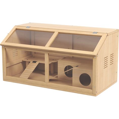 Jaula para hámster, hábitat espacioso, diseño de madera resistente, color caqui oscuro. (1/2)