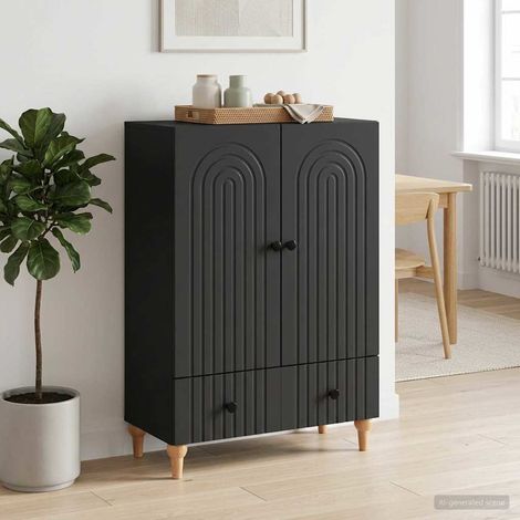 Buffet avec tiroir et portes Noir en bois d’ingénierie 66 x 34,5 x 95 cm - PANGIVO (1/5)