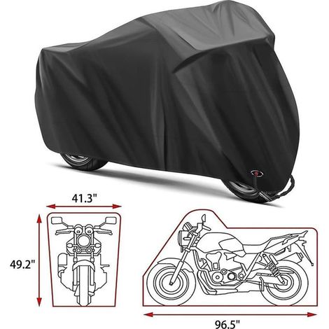 Kaelt - AGE Bâche de protection pour moto - Pour intérieur et extérieur - Pour Harley-Davidson, Honda, Suzuki - Noir - 3XL (295 x 110 x 140 cm) (1/5)