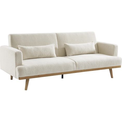 Divano letto 3 posti clic-clac in Tessuto bouclette Bianco - ESME (1/5)