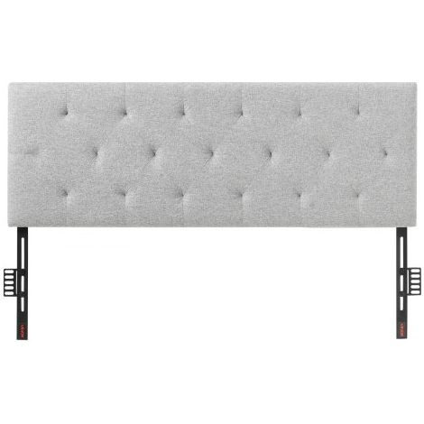 Cabecero de Tamaño Completo, Altura Ajustable de 5 cm por Nivel Cómodo Capitoné con Diseño de Rombos 1430 x (905-1205) mm para Camas de Dormitorio, Hotel, Alojamiento Privado, Gris Claro (1/5)