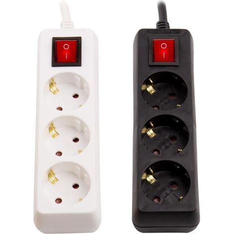 Ledkia – Bloc multiprise 3 prises Type F Schuko EU 3m – Protection enfants – Interrupteur lumineux – Conforme ISO 9001 – Certifié TÜV-CE & RoHS (1/2)