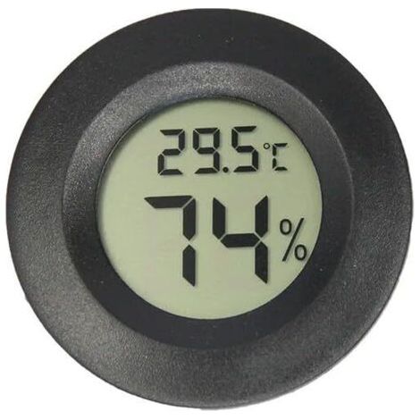 Thermomètre et hygromètre numérique noir, 4,54,51,4 cm, rond, thermomètre et hygromètre électronique intégré pour reptiles. (1/5)