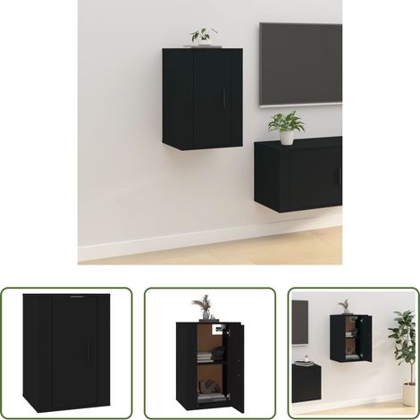 Meuble tv -  Meuble TV mural Noir 40x34,5x60 cm (1/5)