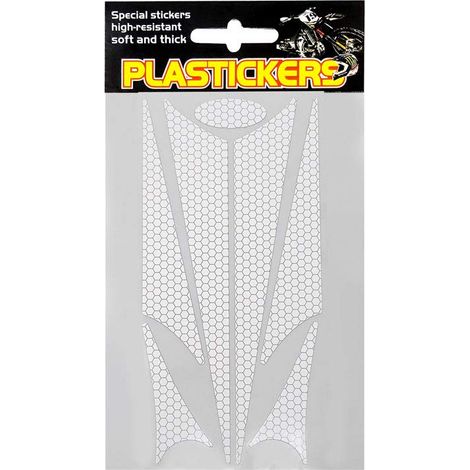 Set Adesivi Rifrangenti Sagomati per Plastiche Moto, Bianco, 19, 2 x 9, 5 cm (1/2)