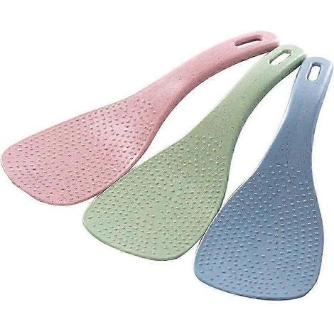 Un ensemble de 3 spatules à riz écologiques en paille de blé (1/5)