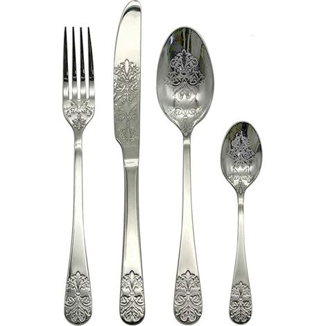 Ménagère 24 pièces en acier inoxydable – Motifs orientaux élégants – Pour dîners et réceptions – Collection Cérémonial – Amefa