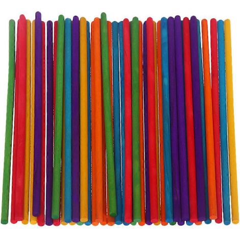 50 bâtons rythmiques colorés en bois, bâtons rythmiques de rechange-20X0.5X0.5CM (1/4)
