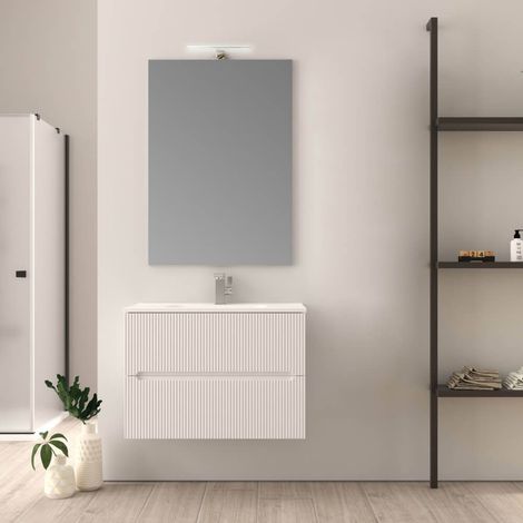 Mobile bagno 80 cm bianco opaco cannettato Riga (1/5)