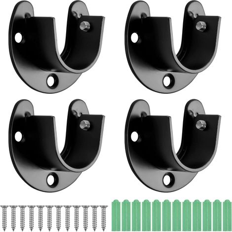 4 Tringles Rideaux U 25mm, Supports Acier Inoxydable, Embouts avec Vis
