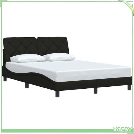 Cadre de lit sans matelas - 3310589 - 120x200 cm - Noir - Tissu avec sommier à lattes (1/5)