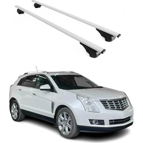 OMAC Barres de toit pour Cadillac SRX 2004-2016 – TÜV / DIN 75302:2019 – Antivol inclus – Charge max 75 kg – 2 barres Argent (1/4)