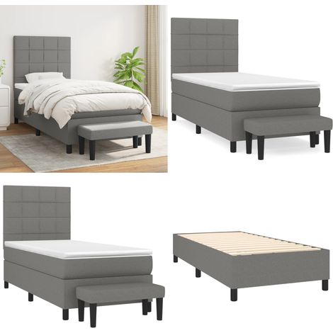 Boxspringbett mit Matratze Dunkelgrau 100x200 cm Stoff - Boxspringbett - Doppelbett - Schlafraum - Bettgestell - Bettauflage - Home & Living (1/5)