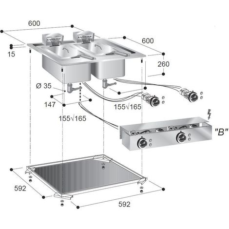 Friteuse Encastrable Drop-In 7,25 kW - 1 ou 2 Cuves 10 L - Combisteel (1/3)