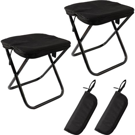 Tragbarer Klapphocker, leicht und kompakt, bis 100 kg, ideal für Camping und Wandern (2er-Pack, Schwarz)