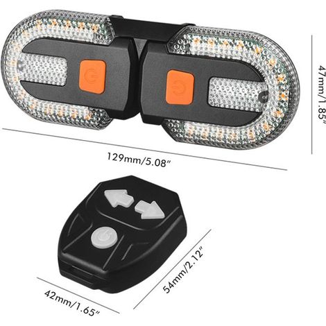 Feu arrière de vélo avec clignotants, rechargeable par USB, télécommande sans fil, amovible, pour VTT, éclairage de sécurité pour le cyclisme de nuit