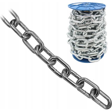 Chaine Metallique Galvanisee A Maillons Courts, Diametre 10 mm, Rouleau, Pour Fixation Et Usage Exterieur Hors Levage