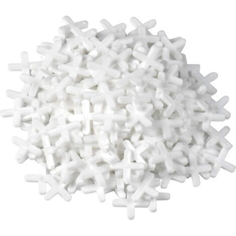 QORVA-Lot de 250 pratique croisillons de carrelage en plastique robuste Blanc Accessoires pour carrelage Aide à la pose de carrelage Entretoises de carrelage (1/5)