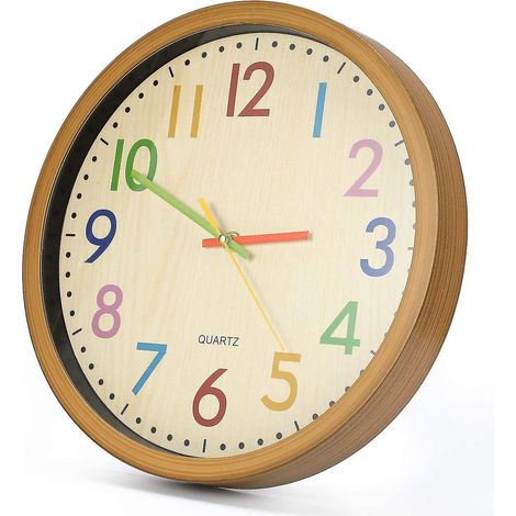 Horloge Murale Enfant 30cm, Silencieuse, Cadran 12 Pouces, Horloge Ronds pour Chambre Enfant (1/2)