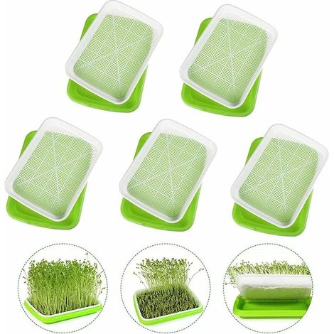 5 Pièces Plateau de Germination, Bac à Semis, Plateau Semis, Plateau de Propagateur de Graines, Germinateur, pour la Plantation Germes Soja et Germes Haricot Mungo (1/5)