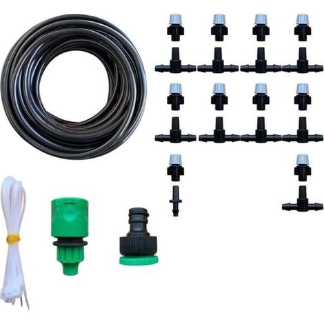 Kit d’irrigation goutte à goutte micro-aspersion 10 m avec 10 buses – Système d’arrosage pour jardin, serre et plantes (1/5)