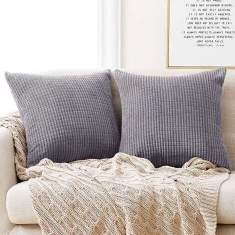 2 PCS Housse de Coussin 45x45cm en Velours Gris Clair Housse De Coussin Decoratif pour Canapé
