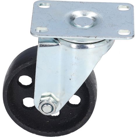 Roulette à pivot 89 mm fonte double billes noire pour diable chariot entrepôt hôtel aéroport, 1 pièce (1/5)